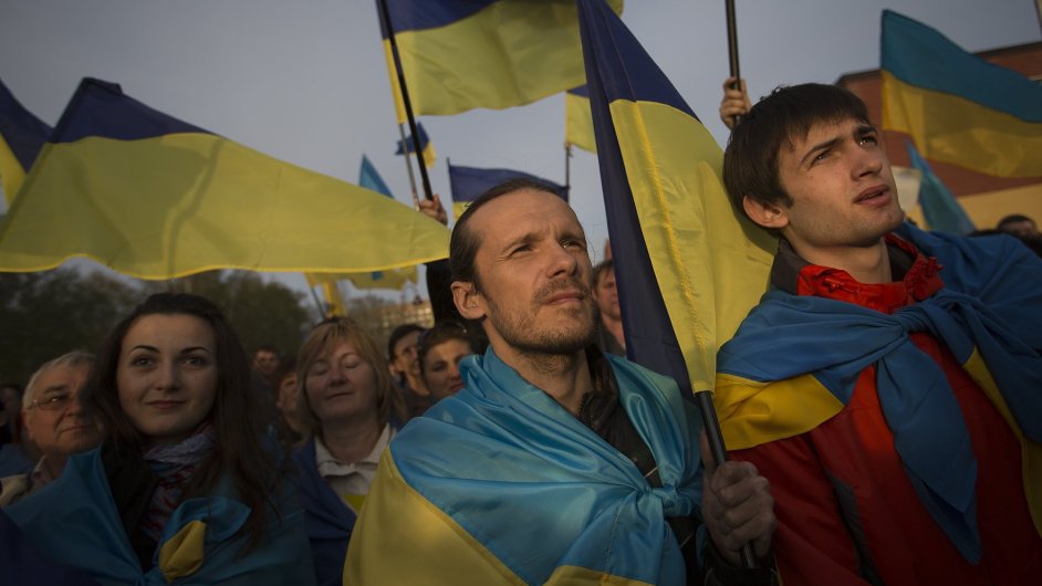 Protesty za jednotnou Ukrajinu ve vchodoukrajinskm Doncku