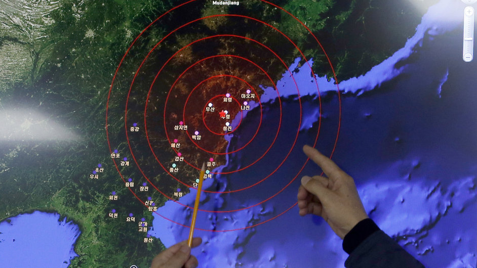 Jihokorejt meteorologov ukazuj na epicentrum seismickch vln, kter zna vbuch bomby.