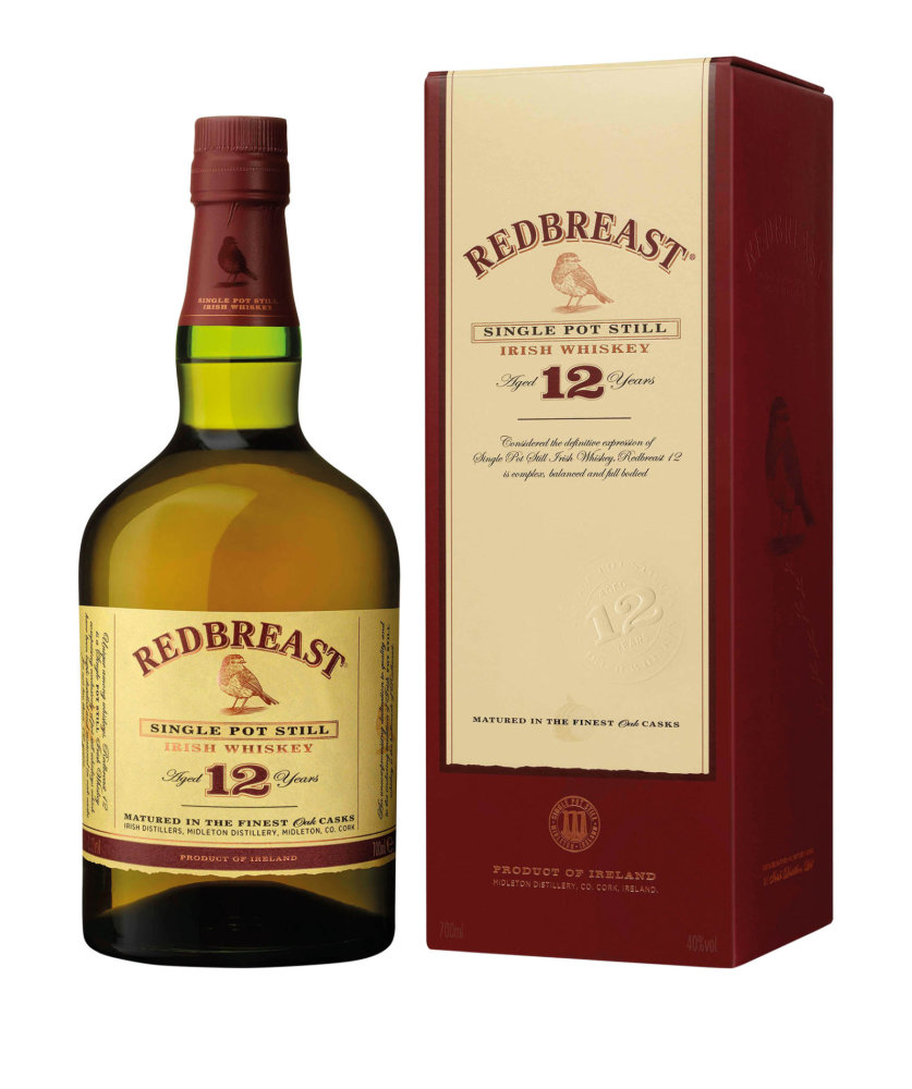 Whiskey REDBREAST 12 Year Old Nejprodávanější irská single pot still whiskey REDBREAST 12 Year Old, vyráběná tradičním způsobem výlučně v palírně Midleton, zaujme plnou chutí s příjemně štiplavými nótami koření, sherry a dřeva.
Cena 1149 Kč.