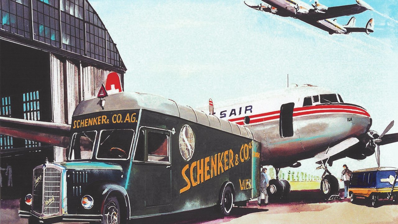 Zasilatelské služby Schenker v 50. letech minulého století.