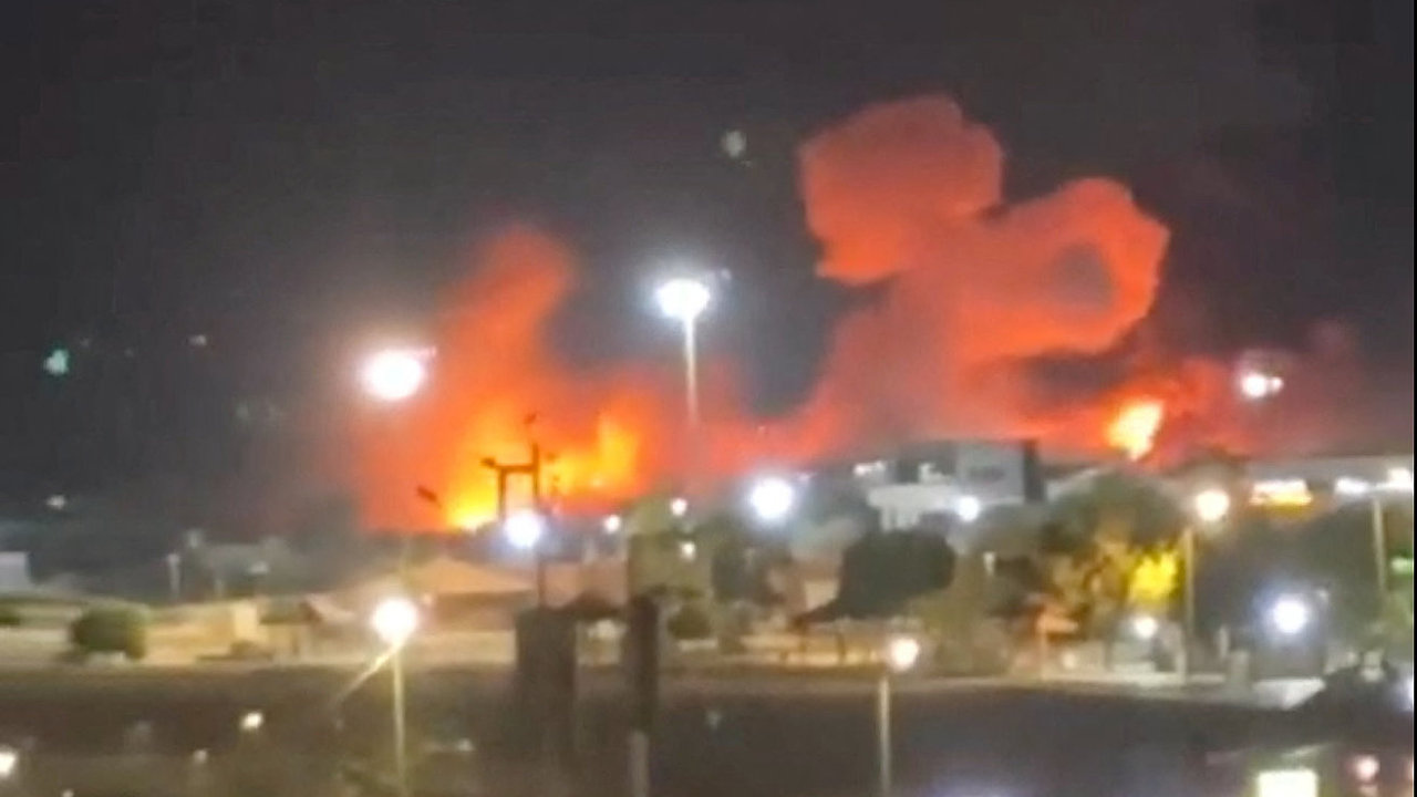 Smoke and flames rise after an explosion in Bandar Abbas