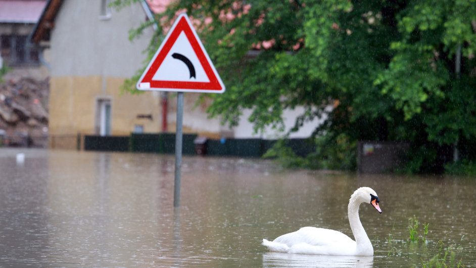 Povodn ve Vranov nad Vltavou, ilustran foto