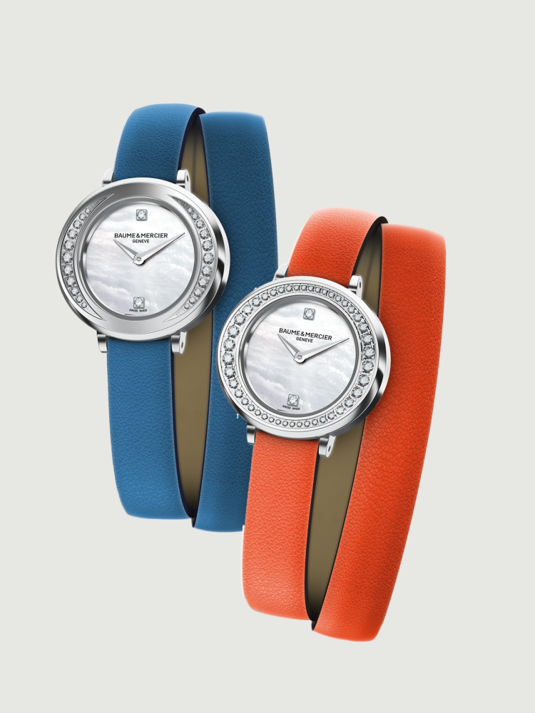 Stylové minihodinky, model Promesse od firmy BAUME & MERCIER. Hitem podzimní sezony jsou minikabelky a k nimi stylové minihodinky. BAUME & MERCIER uvádí model Promesse se zářivými řemínky, jejichž povrch kontrastuje se třpytem bílých diamantů.
Prodává Carollinum, cena 69 300 Kč (modrá kůže), 90 500 Kč (oranžová kůže).