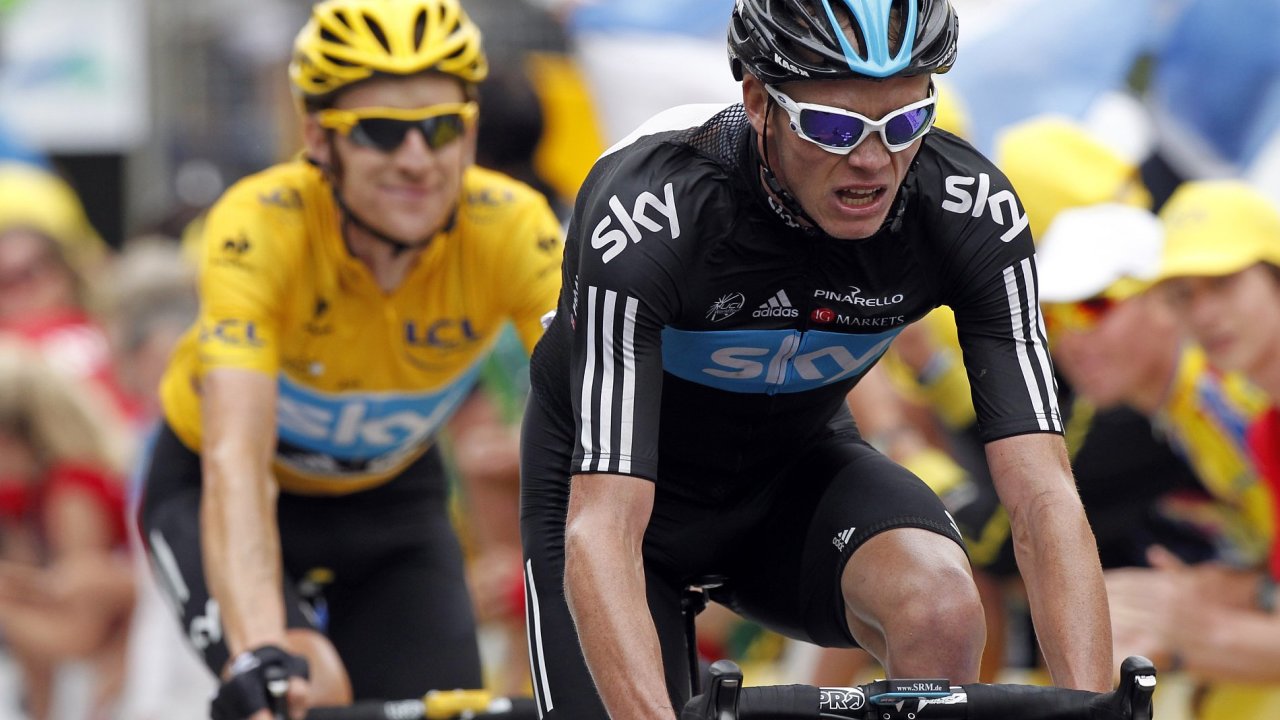 Bradley Wiggins a Christopher Froome z tmu Sky