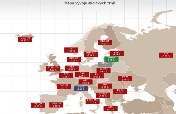 Mapa vvoje evropskch trh.