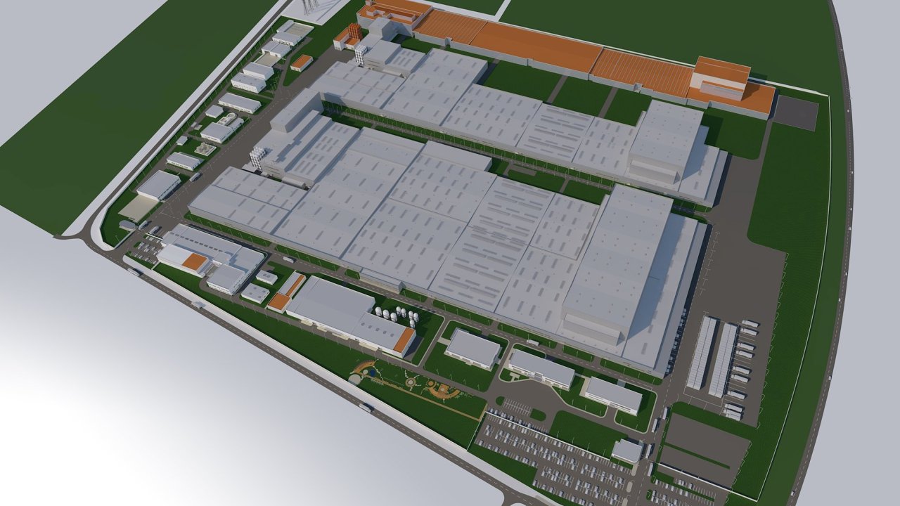 Čtvrtá fáze rozšíření maďarské továrny Hankook Tire je vyznačena oranžově.