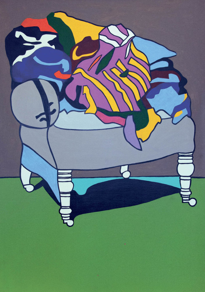 Šedé křeslo, akryl, plátno, 2003