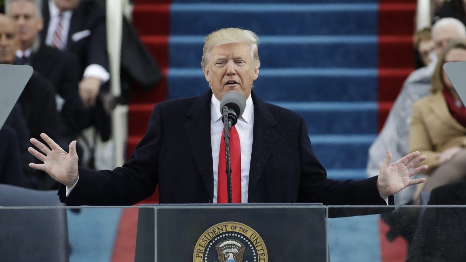 President Donald Trump delivers his inaugural address after being sworn in as the 45th president of the United States during the 58th Presidential Inauguration at the U.S. Capitol in Washington