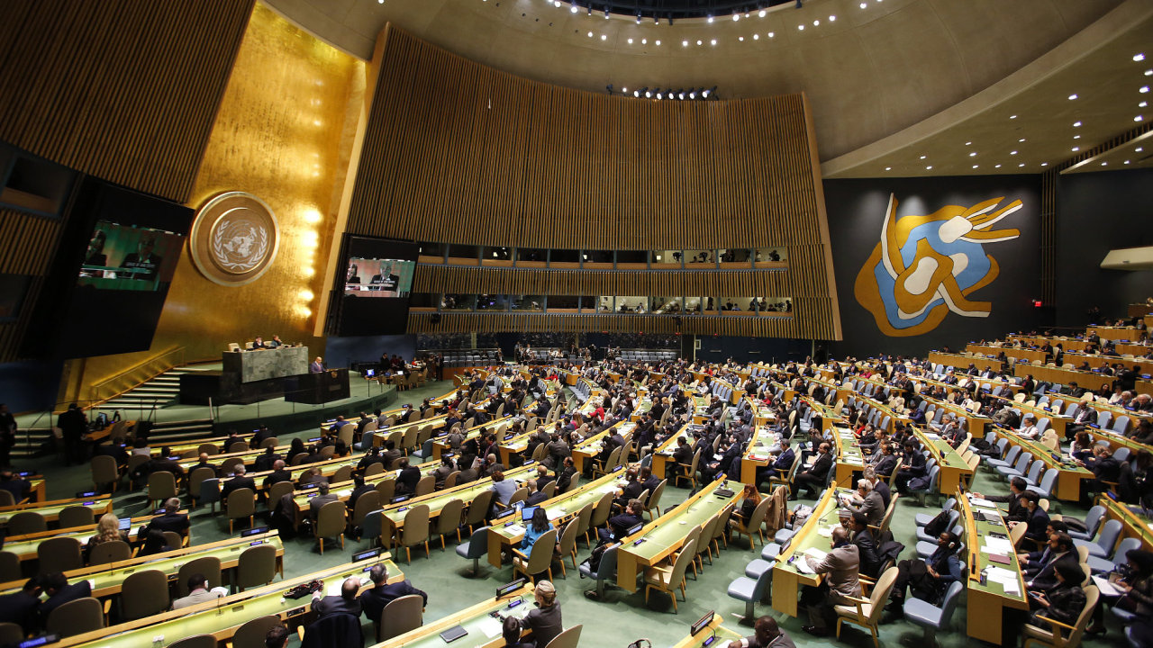 The General Assembly is shown prior to a vote
