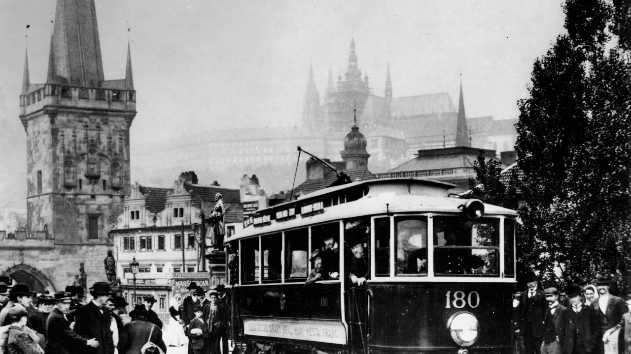 Elektrick tramvaj na Karlov most, 1905