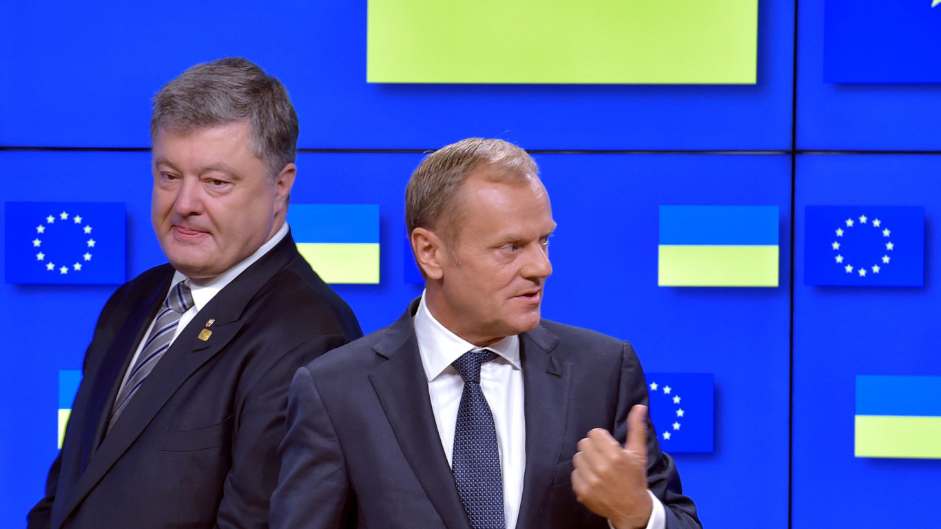 Pedseda Evropsk rady Donald Tusk na setkn s ukrajinskm prezidentem Poroenkem