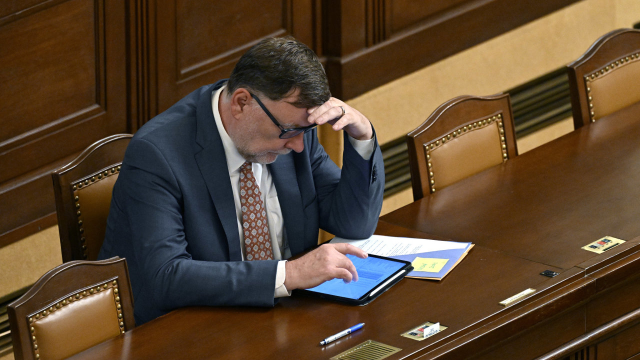 Ministr financ Zbynk Stanjura (ODS) na schzi Snmovny