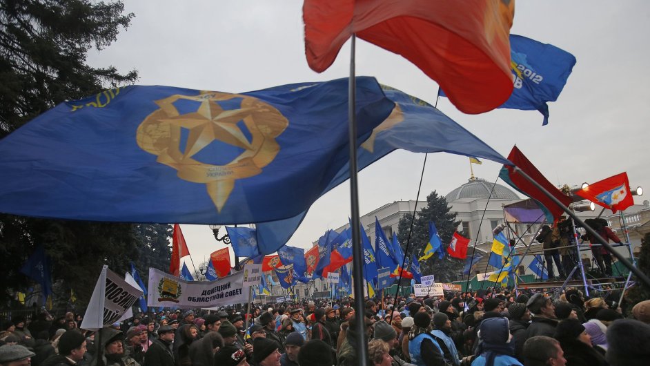 Demonstrace na podporu Janukovye v Kyjev