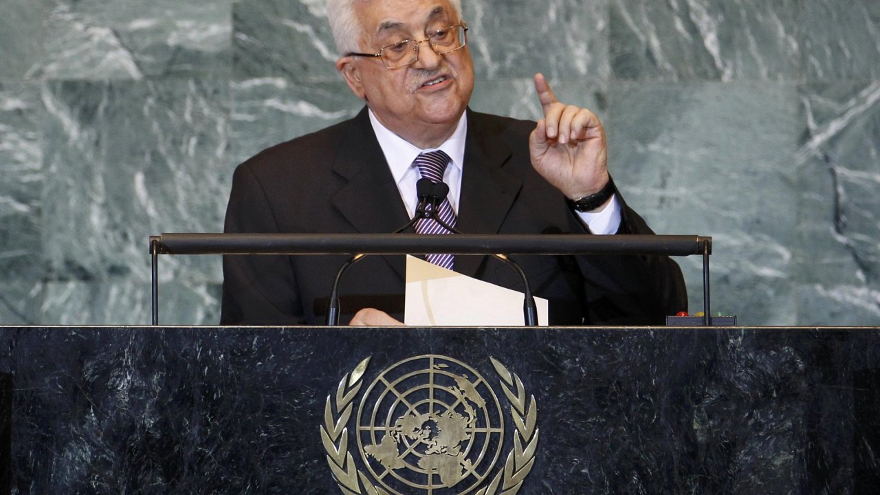 Mahmd Abbs v proslovu ped Valnm shromdnm OSN