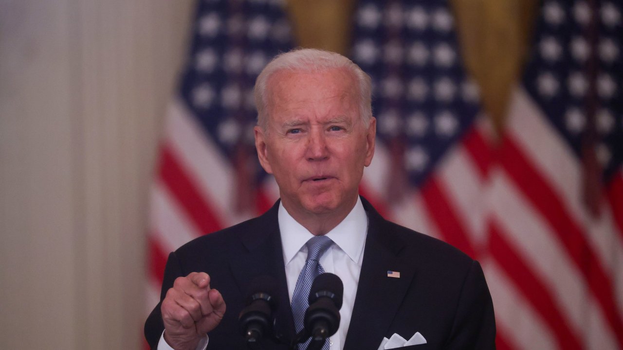 Americk prezident Joe Biden pi mimodnm projevu k situaci v Afghnistnu.