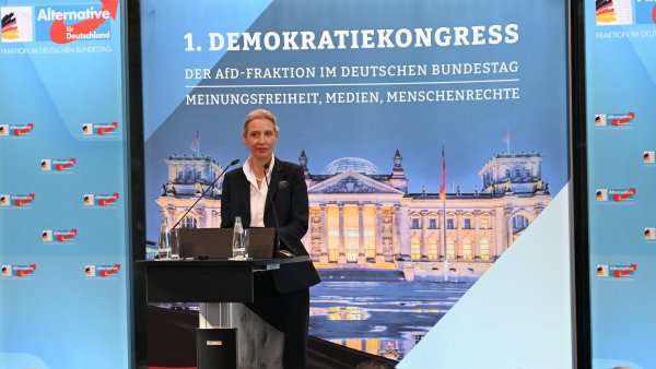Spolup�edsedkyn� Alternativy pro N�mecko (AfD) Alice Weidelov� na konferenci...