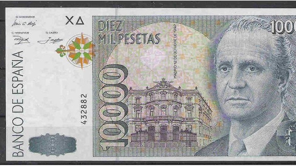10 000 peset s portrtem panlskho krle Juana Carlose