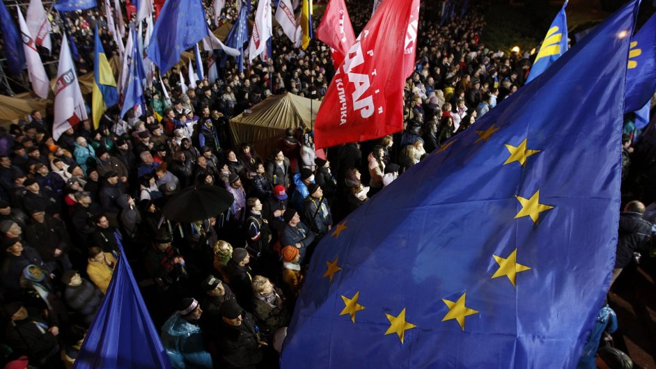 Demonstrace na Ukrajin kvli pozastaven evropsk integrace