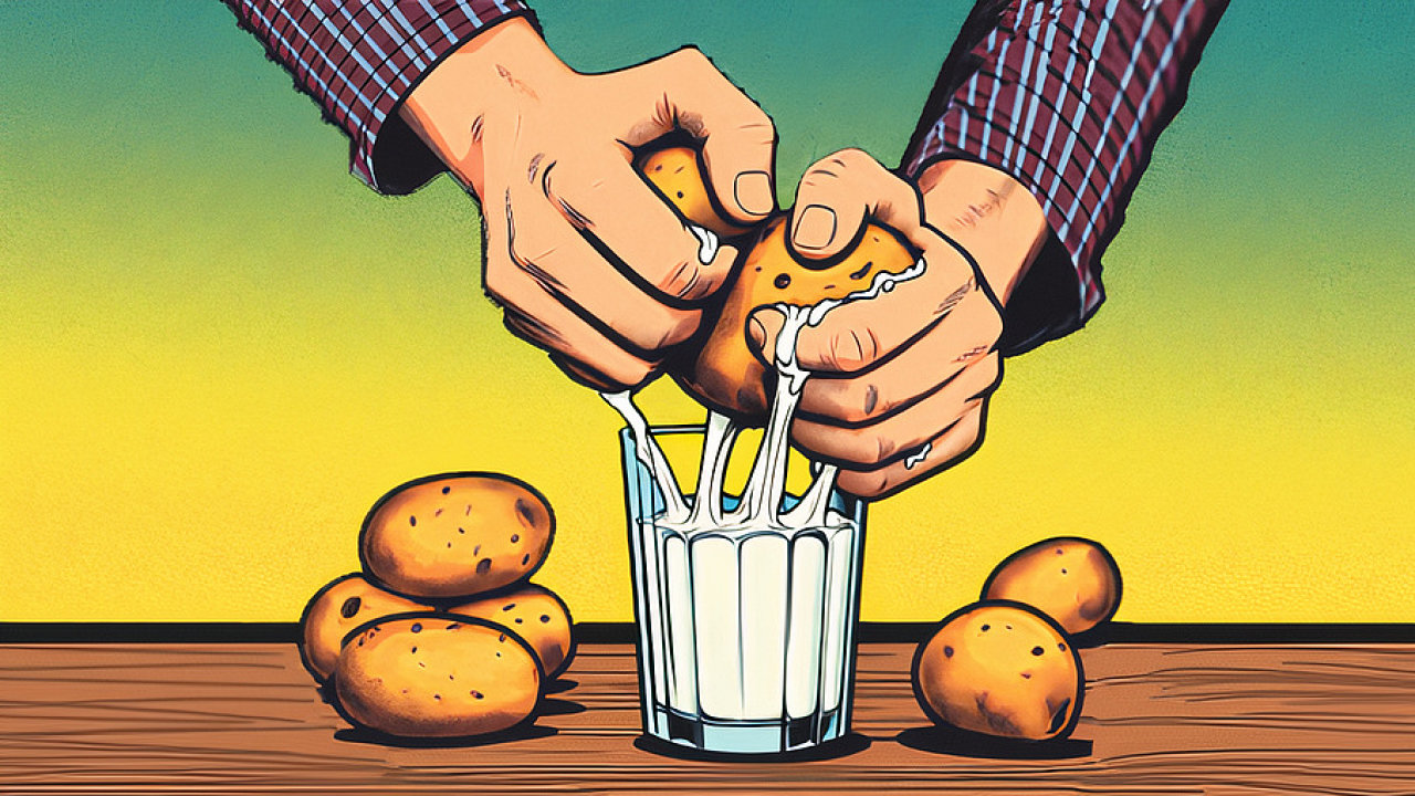 stravování, bramborové mléko
