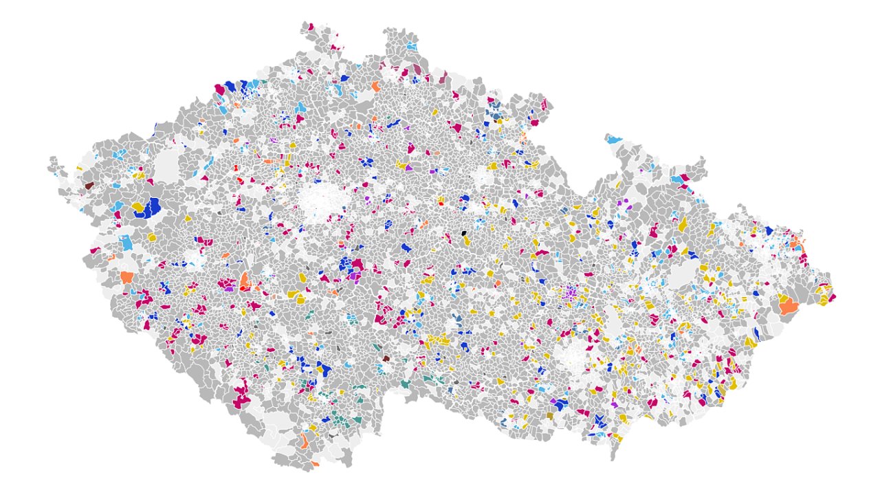 Průběžné výsledky komunálních voleb 2026 v okrscích, 18.20
