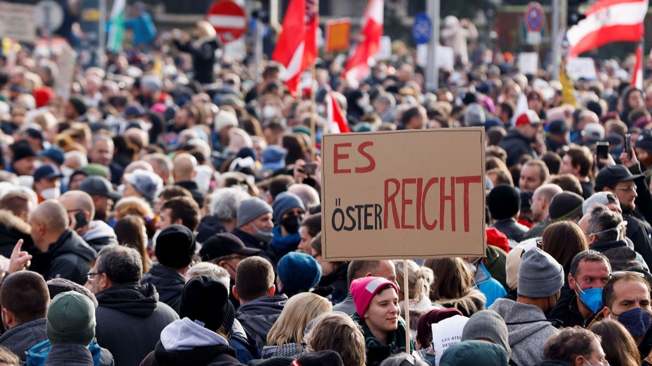 demonstrace, Rakousko, covid