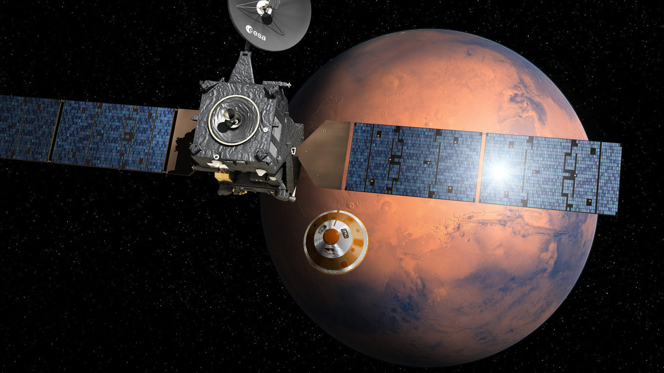 Modul Schiaparelli pod na povrchu Marsu fotografie a provede vdeck men.