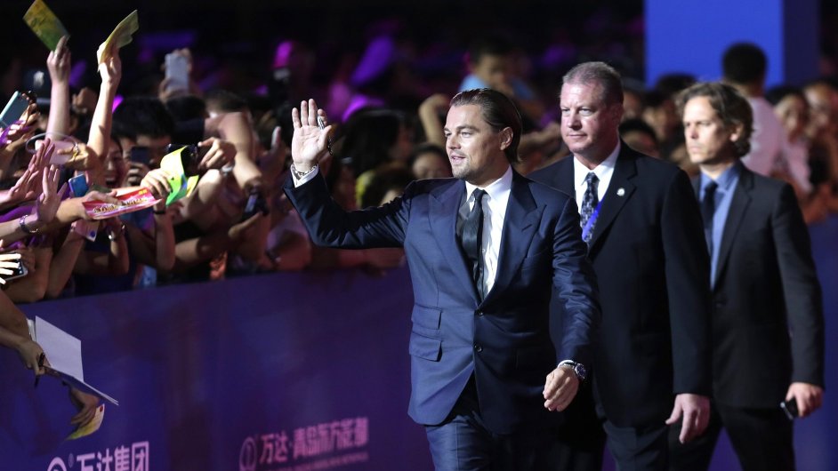 Americk herec Leonardo DiCaprio na pedstaven filmovho komplexu Qingdao Oriental Movie Metropolis