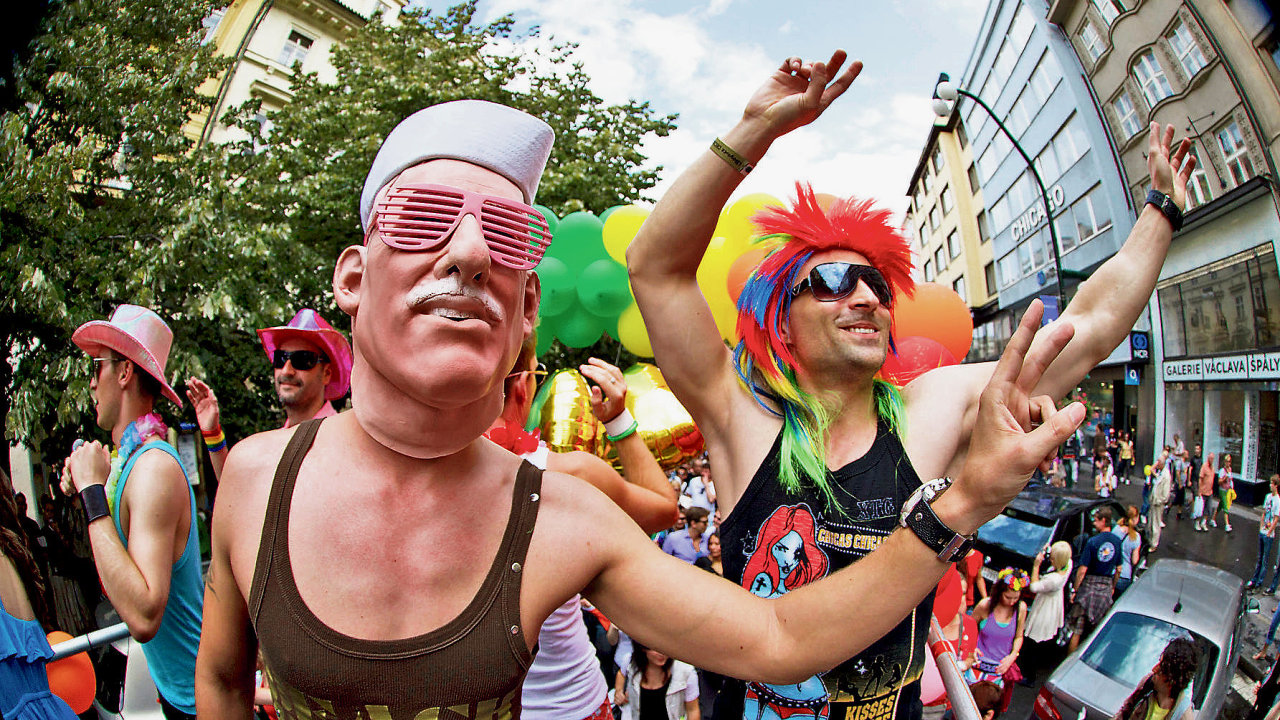 Karikatura Vclava Klause na losk Prague Pride