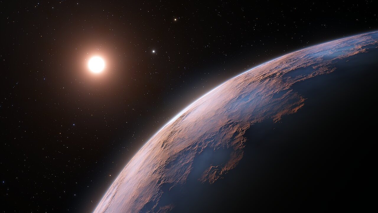 Umleck ilustrace planety Proxima d. Reln snmky by mohla v budoucnu pinst mise Breakthrough Starshot.